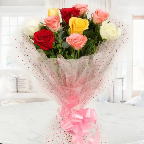 Artistic Love in the Air Mixed Roses Bouquet