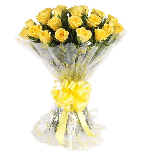 Touching With All My Heart Twelve Yellow Roses Bouquet
