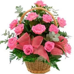 Elegant Heart 2 Heart Basket of Pink Roses
