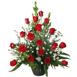 Mesmerizing 18 Red Coloured Roses in an Elegant Basket