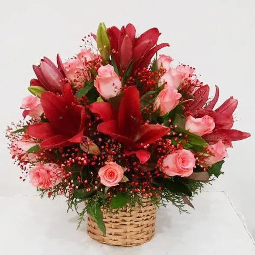 Wonderful Lilies N Roses Arrangement