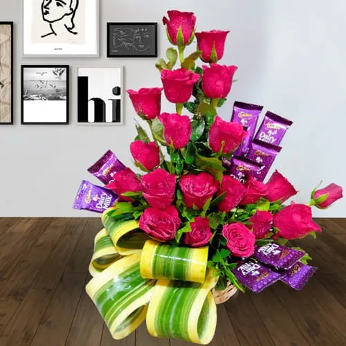 Exclusive Flowers N Chocolate Arrangement for 21st Bday