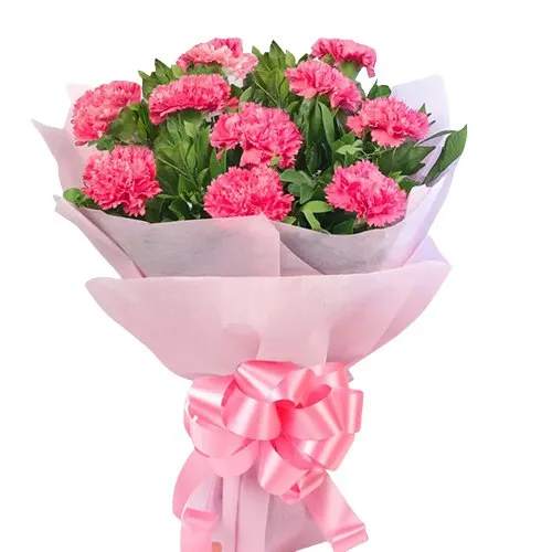 Shop for a ravishing Tissue Wrapped Hand Bouquet of Pink Carnations