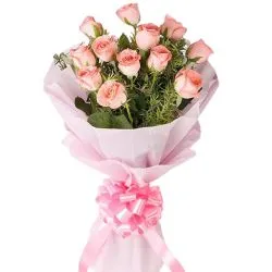 Eye-Catching Assemble ofÃ‚ Pink Color Roses in Bouquet