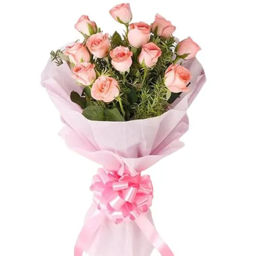 Eye-Catching Assemble ofÂ Pink Color Roses in Bouquet