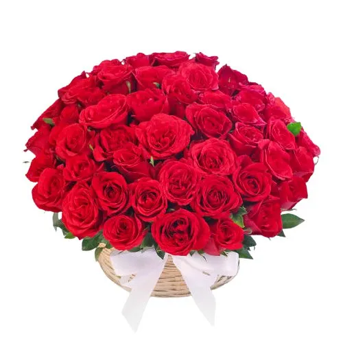 Delightful Presentation of Red Rose in a Basket