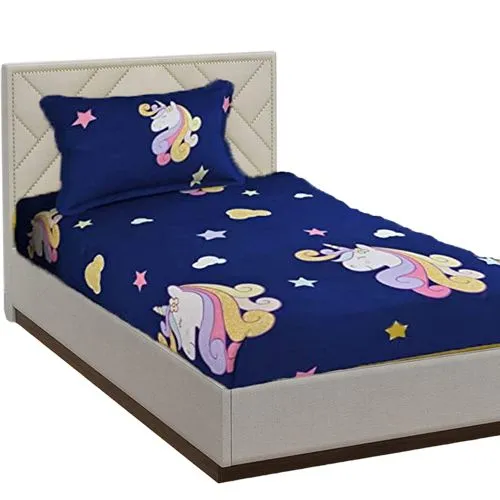 Marvelous Unicorn Print Single Bed Sheet N Pillow Cover Combo