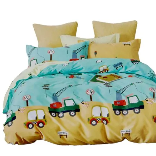 Superb Car Print Double Bed Sheet with Pillow Cover Combo