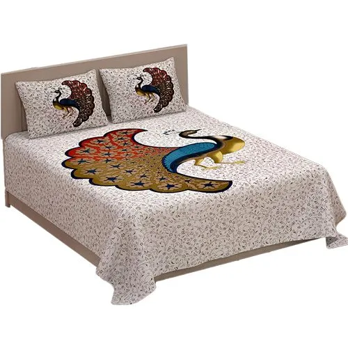 Sensational Jaipuri Print Double Bed Sheet with Pillow Cover Combo