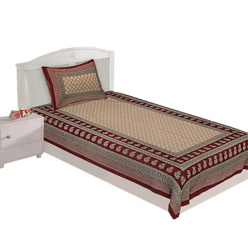 Marvellous Jaipuri Print Single Bed Sheet with Pillow Cover