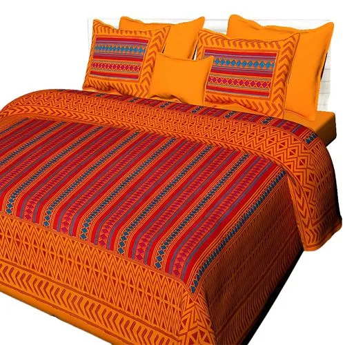 Awesome Combo Of Jaipuri Print Double Bed Sheet N Pillow Cover