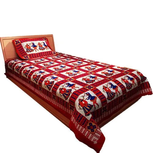 Superb Rajasthani Print Single Bed Sheet with Pillow Cover Combo
