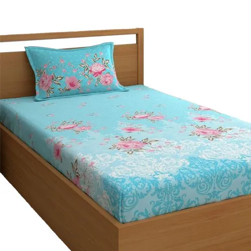 Super Soft Floral Print Single Bedsheet N Pillow Cover