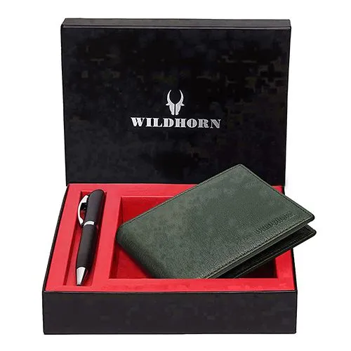 Breathtaking WildHorn Mens Leather Wallet with Pen Combo