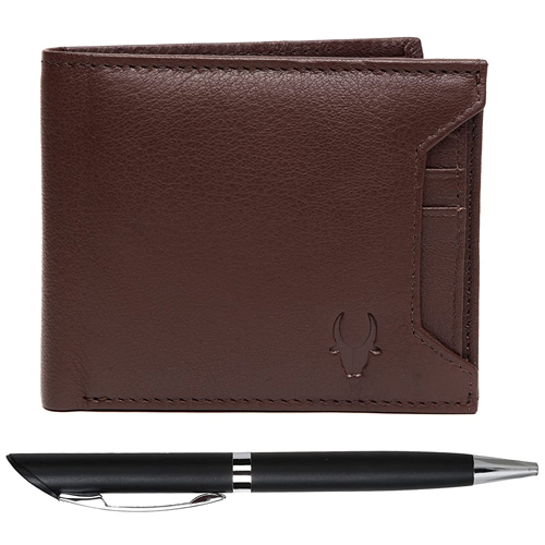 Fancy WildHorn Leather Wallet with Pen Gift Combo for Men