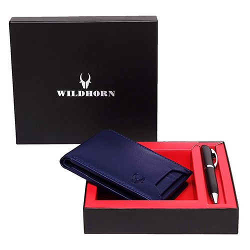 Gorgeous Trio of WildHorn Mens Leather Wallet N Pen Gift Set Combo
