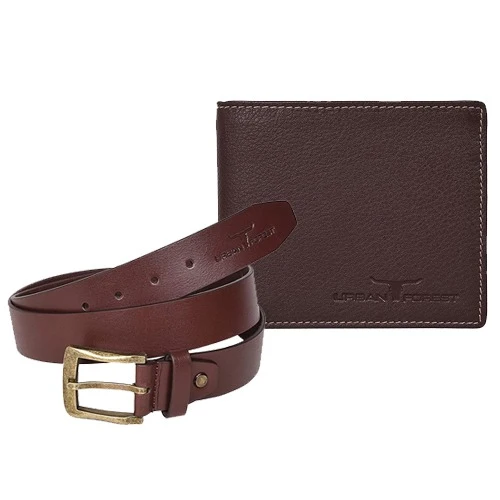 Stylish Mens Leather Wallet N Belt Combo from Urban Forest