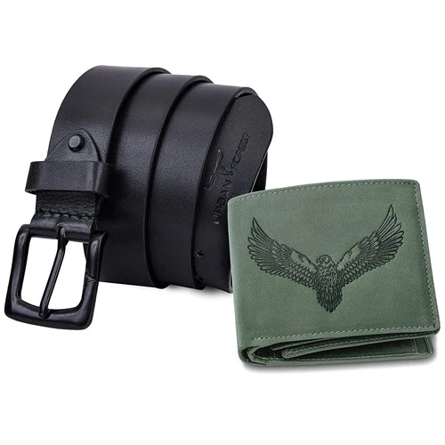 Outstanding Urban Forest Mens Leather Wallet N Belt Combo