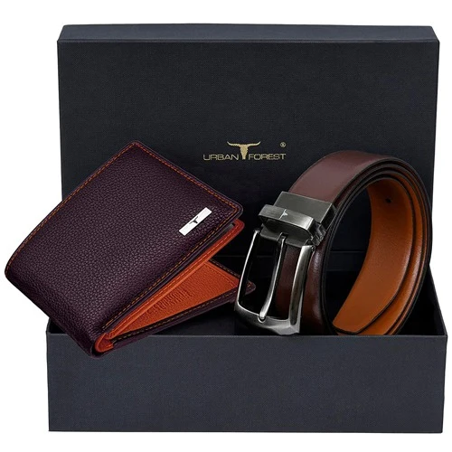 Fashionable Urban Forest Leather Wallet N Belt Gift for Men
