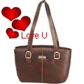 Brown colored Genuine leather Ladies Handbag