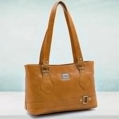 Stylish Tan Color Leather Vanity Bag for Her