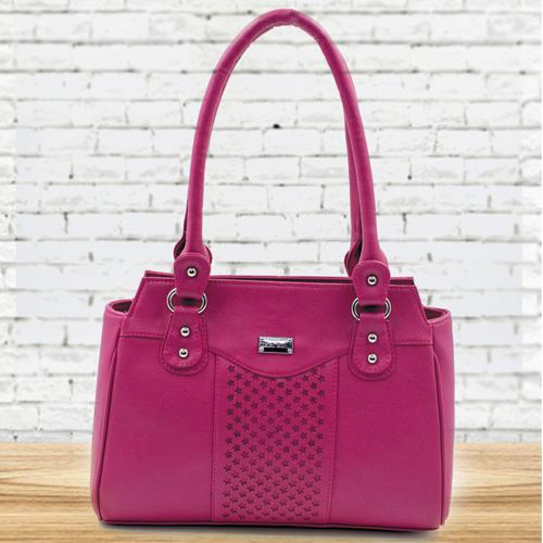 Marvelous Pink Color Leather Vanity Bag for Ladies