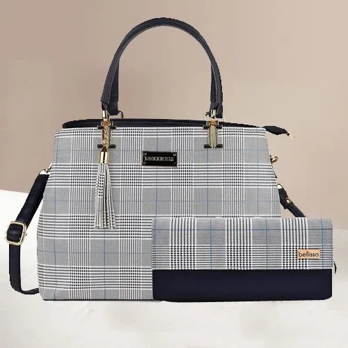 Stylish Set of Blue PU Leather Ladies Handbag for Mom