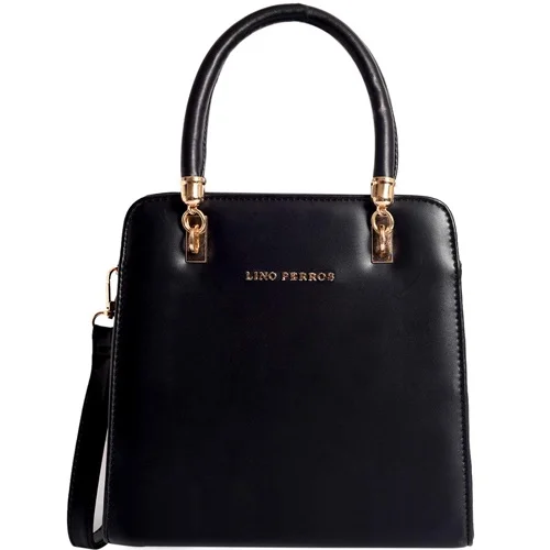 Lino Perros Black Faux Leather Handbag for Charming Ladies