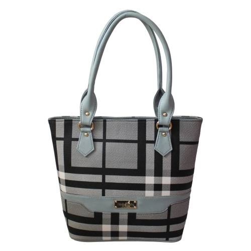 Multicolor Checkered Ladies Bag with Grey Handle