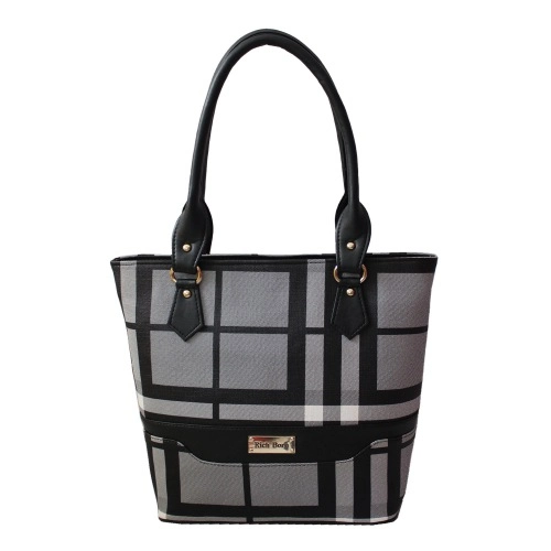 Elegant Checkered Bag with Black Handle for Women