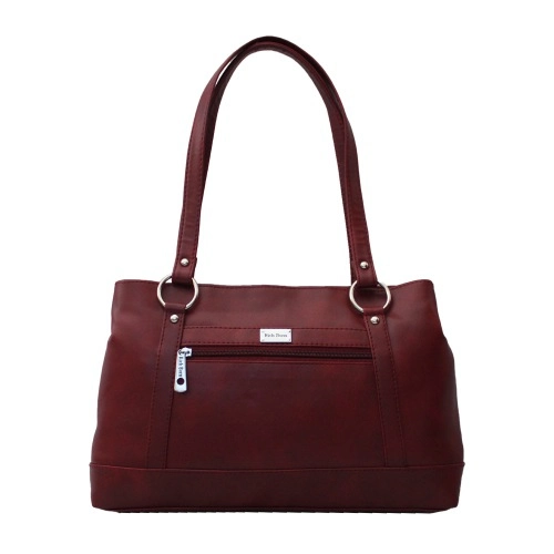 Maroon Ladies Office Bag with Front Zip Pocket