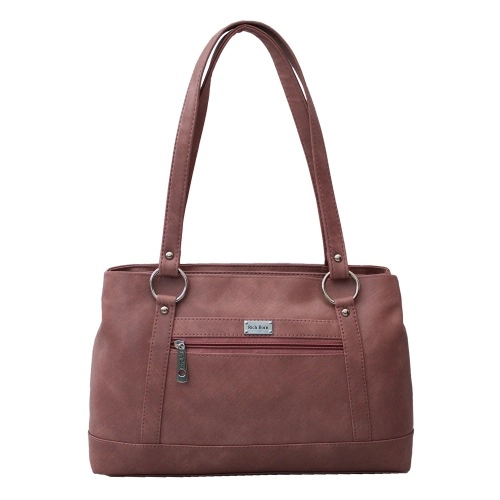 Smart Look Peach Ladies Office Bag with Front Zip Pocket