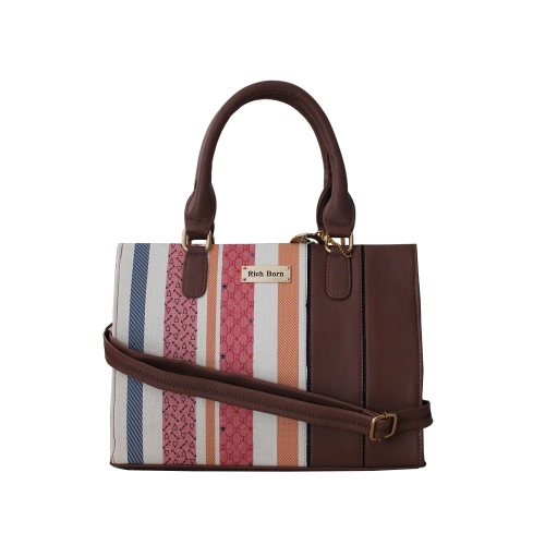 Fancy Vanity Bag in Striped N Plain Combination