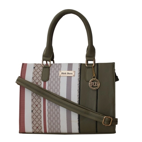 Fancy Vanity Bag in Striped N Plain Combination