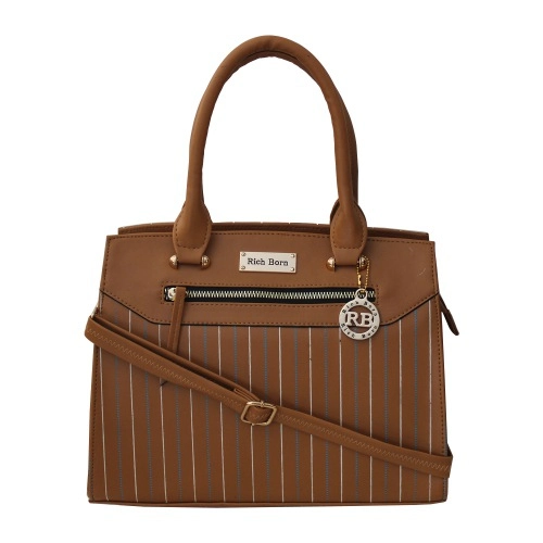 Striped Front Design Womens Leather Bag