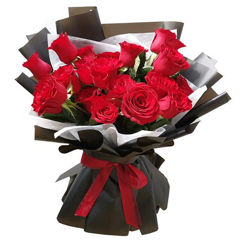18 Exclusive Dutch Red Roses Bouquet Nicely Wrapped