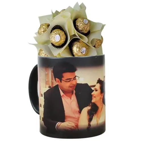 Amazing Ferrero Rocher Bouquet in Personalized Photo Magic Mug