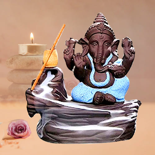 Auspicious Bal Ganesha Smoke Fountain Polyresin Showpiece