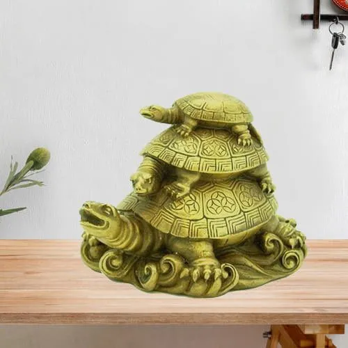 Wish Happiness with Feng Shui Three Tier Ceramic Tortoise on Mothers Day