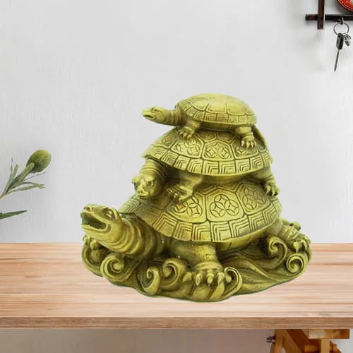 Eye Catching Fengshui Three Tier Ceramic Tortoise