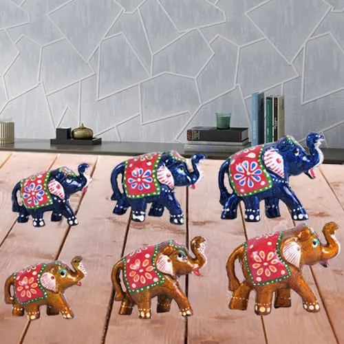 Marvelous Set of 6 Handmade Elephant Figurine
