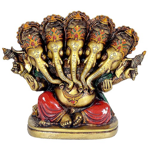 Auspicious Gift of Panchmukhi Lord Ganesha Resin Idol