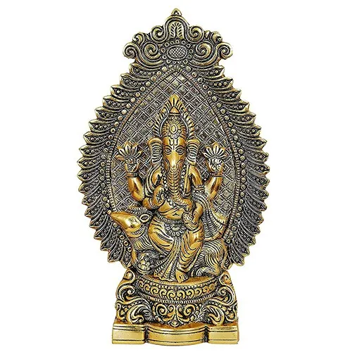 Wonderful Golden Lord Ganesh Idol Sitting On Mouse