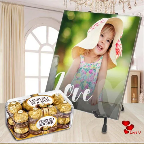Magnificent Personalized Photo Tile with Ferrero Rocher Chocolate
