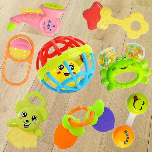 Exciting Gift of Rattles and Teethers Toys Set for Babies