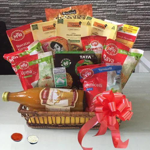 Tasty MTR Meals on Wheels Gift Basket with Free Roli Teeka for Brother