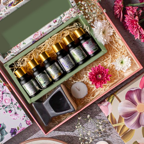 Essential Oils with Diffuser N Candle Hamper from Myra Veda