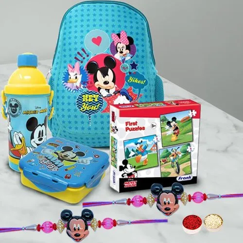Dashing Kids Rakhi with Mickey Mouse Gift Hamper N Gaming Set