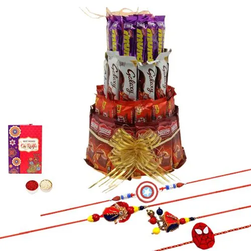 Rakhi Set with 4 Layer of Chocolaty Tower