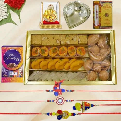 Rakhi with Card in Sweetness dips